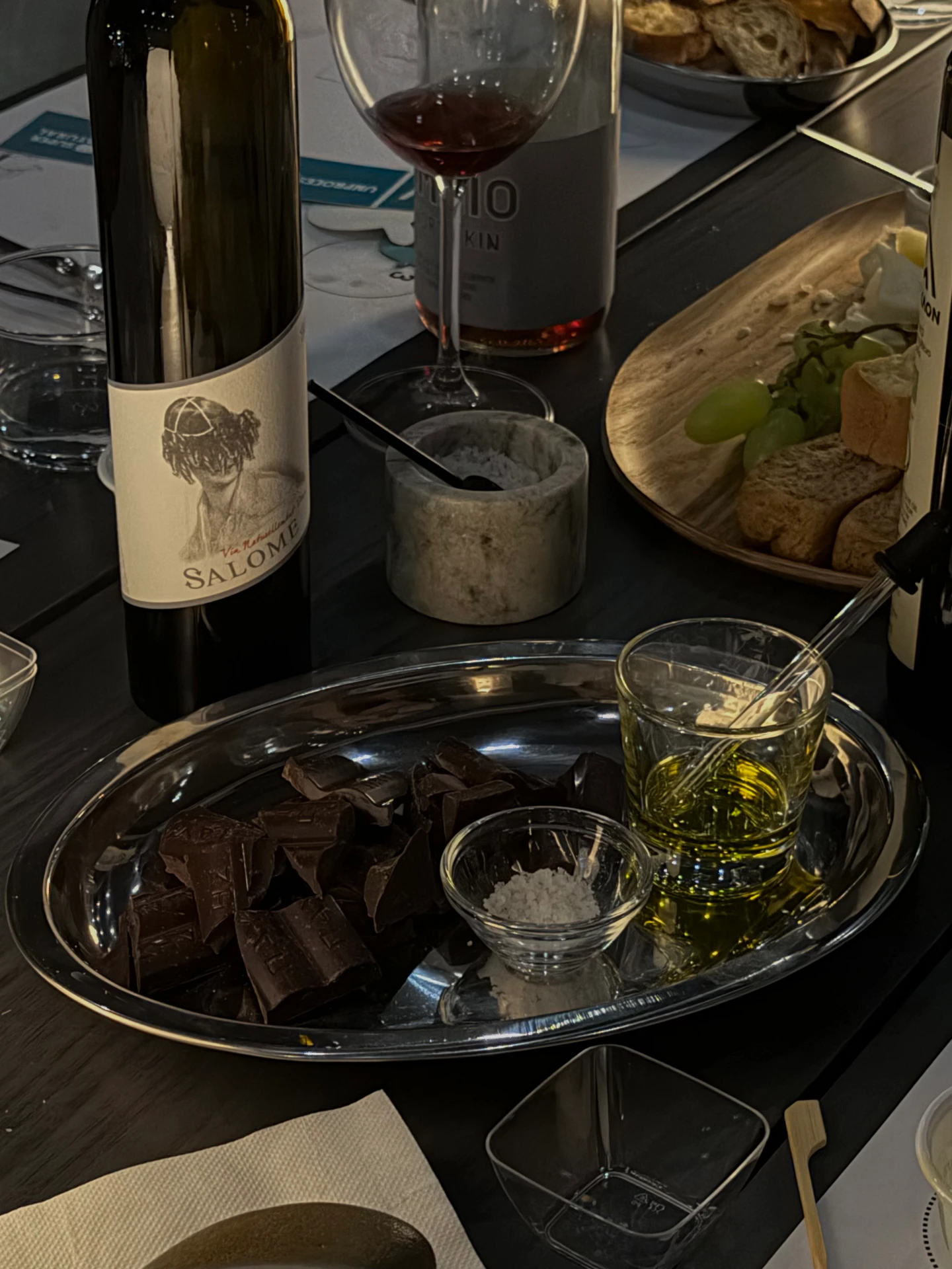 Lemnian wine, olive oil and chocolate at the tasting
