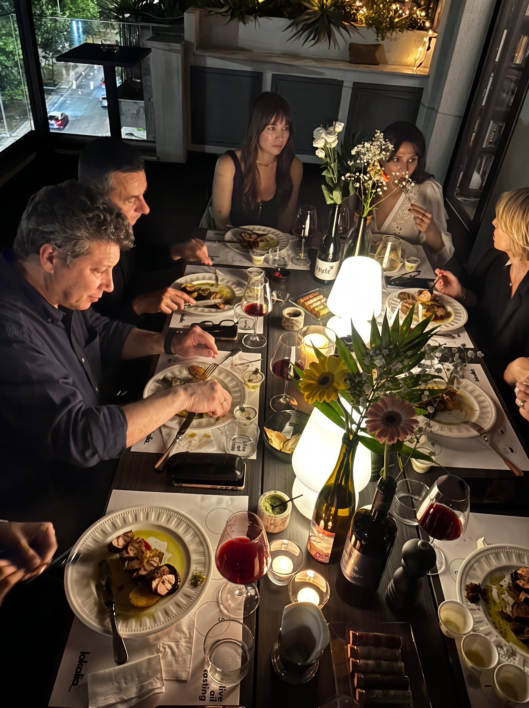 guests around the table at the wine, food and olive oil evening